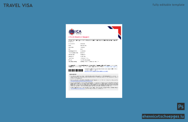 Singapur-E-Visum im Word- und PDF-Format, Version 2 – Beispielvorschau